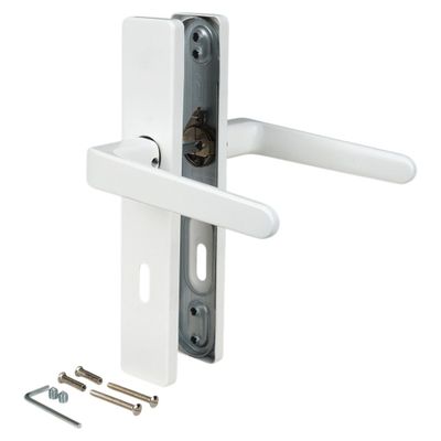 Poignées de porte double entraxe Celio blanc à clé ALPERTEC