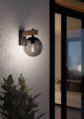 Applique extérieur E27 Bufalata bois et noir IP44 40W - EGLO