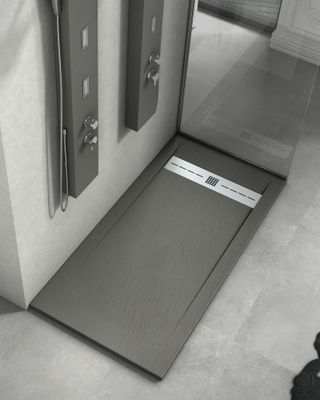 Receveur de douche 80x120 cm résine allégée ciment P33 - EGORE