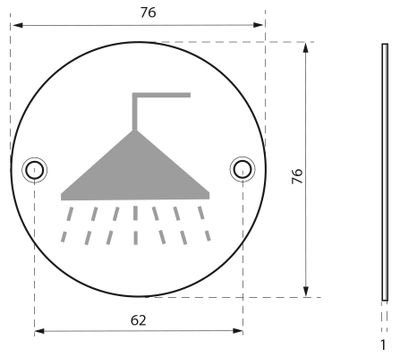 Plaque signalétique à visser Douche  diamètre 76 mm THIRARD