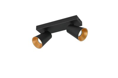 Réglette 2 spots GU10 Sharp noir 2x10W - TRIO