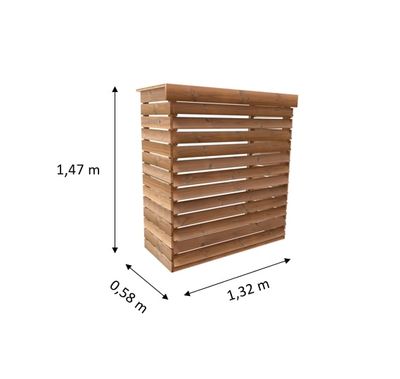 Habillage pour groupe de climatisation extérieur et pompe à chaleur en bois 132 x 58 x 147 cm, Livraison à domicile incluse - HABRITA