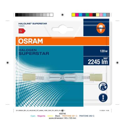 Crayon halogène R7S 118 mm 120 W = 2245 lumens blanc chaud - OSRAM