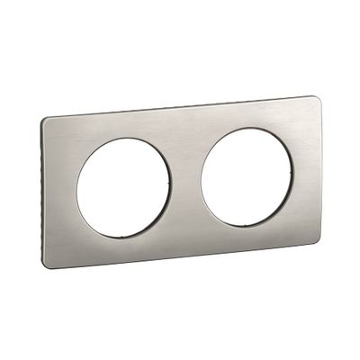Plaque de finition 2 postes Aluminium satiné - Céliane LEGRAND