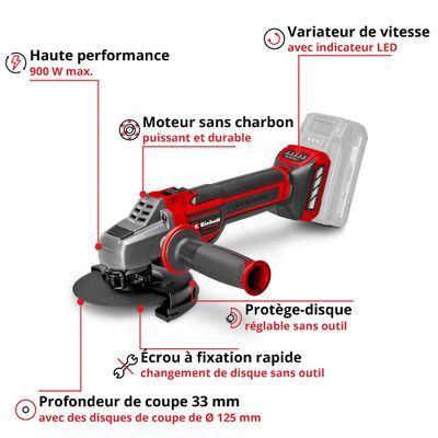 Meuleuse d'angle à batterie TP-AG 18/125 CE Q Li - Solo EINHELL