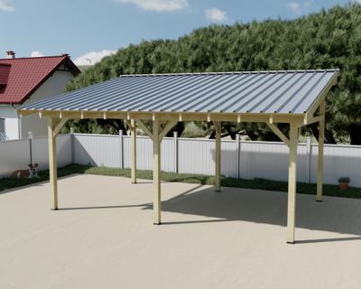 Carport monopente bois massif naturel 29.34 m² - HABRITA