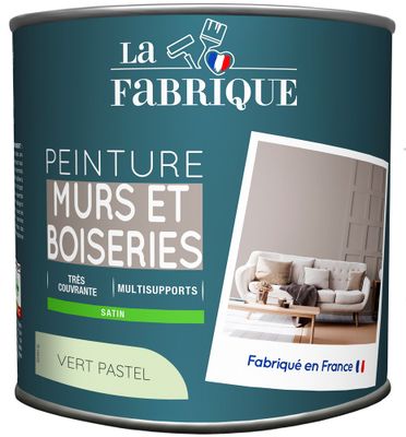 Peinture mur et boiserie Vert Pastel satin 0,5 L - LA FABRIQUE