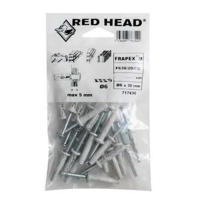 Chevilles Frapex M diamètre 6 x 30 mm tête fixe 5 mm par 20