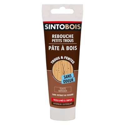 Pâte à bois à l'eau pour petits trous et fissures meurisier 80gr SINTOBOIS