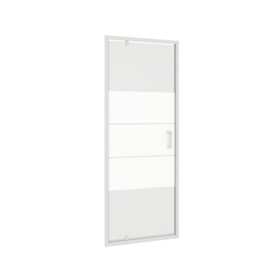 Porte de douche pivotante 80x185 cm profilé blanc verre sérigraphié 4 mm Primera - OCEA
