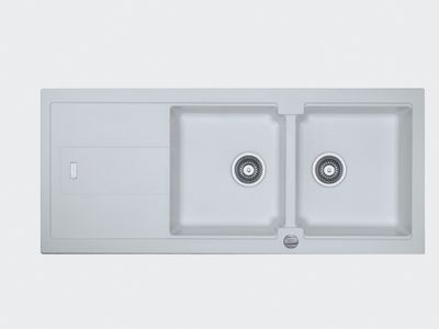 Evier de cuisine fragranit blanc artic 116x50 cm 2 bacs 1 egouttoir Bali - FRANKE