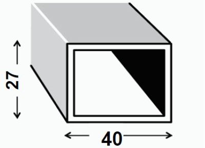 Tube rectangle acier PAF 40 x 27 x 1,5 mm 2 m CQFD