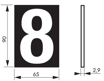 Plaque chiffre 8 adhésive 65 x 90 mm fond bleu THIRARD