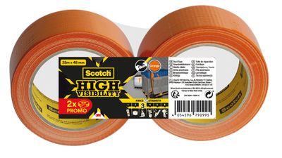 Ruban adhésif de bâtiment orange  High Visibility 25 m x 48 mm par 2 - SCOTCH