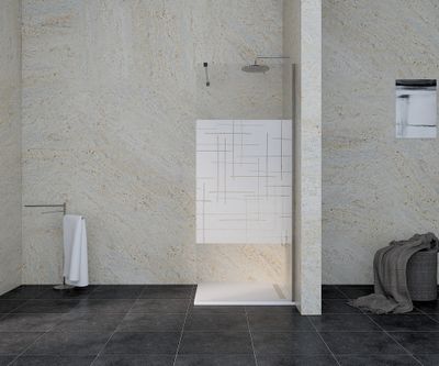 Paroi de douche à l'italienne 90x195 cm profilé chrome verre sérigraphié 6 mm Serenity - OCEA