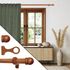 Kit de tringle à rideaux en bois 2 m diam 28 mm Finition Bois merisier - MOBOIS
