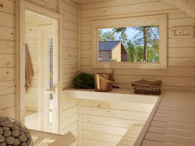 Sauna extérieur rond en bois Palmako Anette 6 places avec poêle - 12,1m² - PALMAKO
