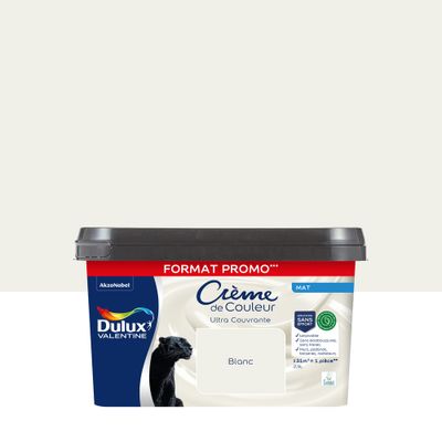Peinture crème de couleur Blanc mat 2,5L promo - DULUX VALENTINE
