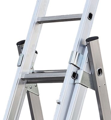 Echelle transformable 3 plans 3 x 10 échelons 6,00 / 6,80 m Premium avec base évasée aluminium - HAILO