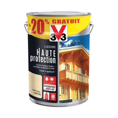 Lasure bois Haute Protection naturel 5 l + 20 % gratuit V33