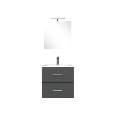 Meuble de salle de bains Volta 2 tiroirs L60 x H50 x P46 cm MDF gris