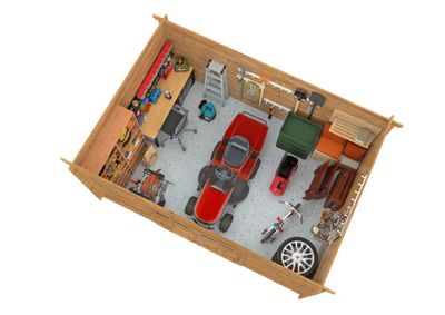 Abri de jardin en bois traité autoclave Lola 2 - 13,7 m² hors-tout - Livraison à domicile incluse - WHITE WOOD