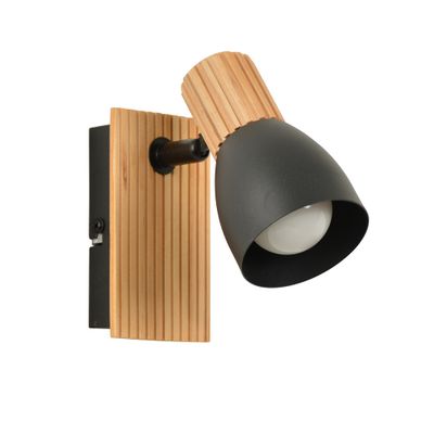 Spot mural E14 7W Noir et bois - Matteo COREP