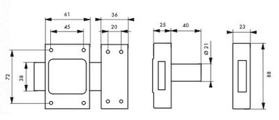 Verrou de porte de cave Etandard sans bouton 40 mm doré 3 clés THIRARD