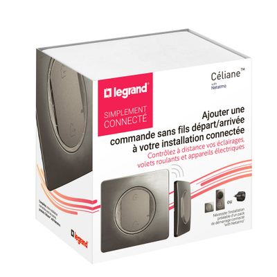 Commande générale connectée sans fil départ/arrivée + plaque Titane - Céliane with Netatmo LEGRAND