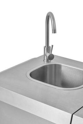 Cuisine d'extérieure ATHENES inox avec évier, réfrigérateur, plan de travail et barbecue - BRASERO
