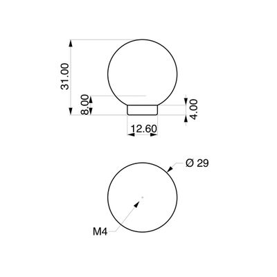 Bouton de meuble boule noire diamètre 29 mm REI