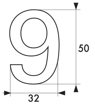Chiffre 9 adhésif hauteur 50 mm ABS doré THIRARD