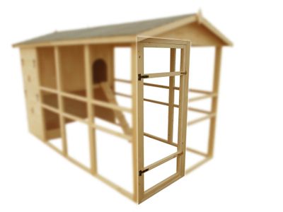 Poulailler en bois non-teinté avec toit bitumé XXXL 5,18 m², Livraison à domicile incluse - HABRITA