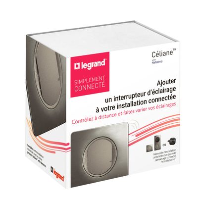 Interrupteur variateur connecté sans neutre + plaque Titane - Céliane with Netatmo LEGRAND