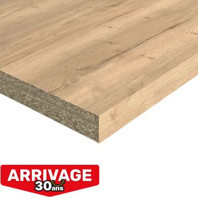 Plan de travail décor chêne structuré 2000 x 640 x 38 mm FAB