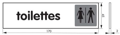 Plaque signalétique adhésive Toilettes 170 x 45 mm THIRARD