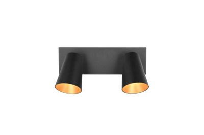 Réglette 2 spots GU10 Sharp noir 2x10W - TRIO