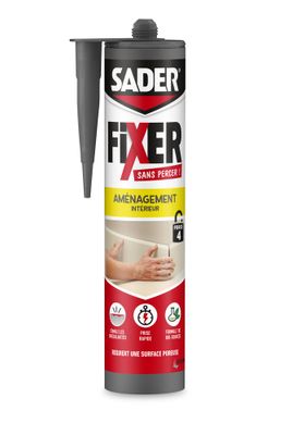 Mastic colle de fixation Fixer Sans Percer aménagement intérieur cartouche 360 g - SADER