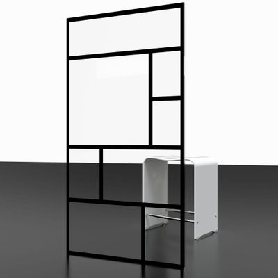 Paroi de douche à l'italienne 140x200 cm profilé noir verre sérigraphié décor atelier 6 mm New Style - SCHULTE