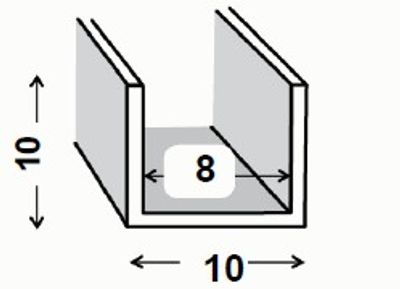 PROFILE U ALUMINIUM BRUT 10X10X10X1MM 1M CQFD