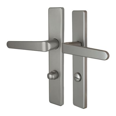 Poignées de porte sur plaques à condamnation double entraxe Celio gris ALPERTEC