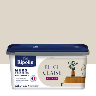 Peinture murs, boiseries et radiateurs beige glaise velours 2,5 L - RIPOLIN