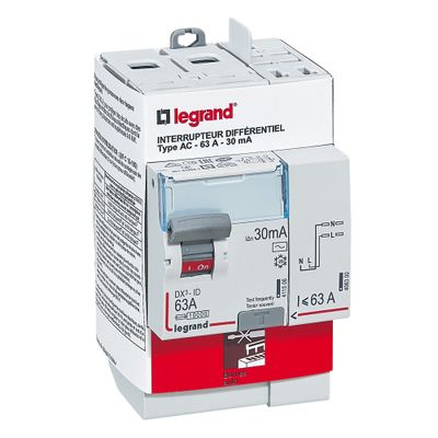 Interrupteur différentiel 63A 2 pôles 30mA type AC bornes automatiques - LEGRAND