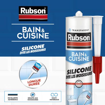 Mastic Silicone Bain & Cuisine Pure Transparent 280 ml RUBSON