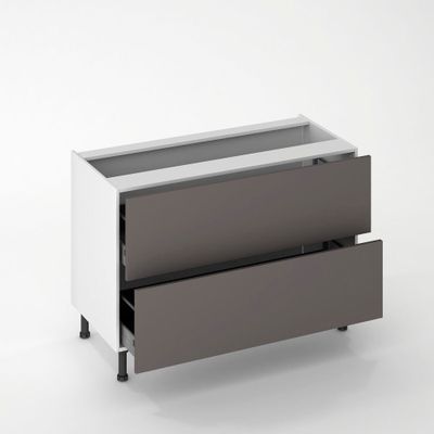 Façade pour meuble bas de cuisine Lotus gris plomb mat 35 x 120 cm OFITRES