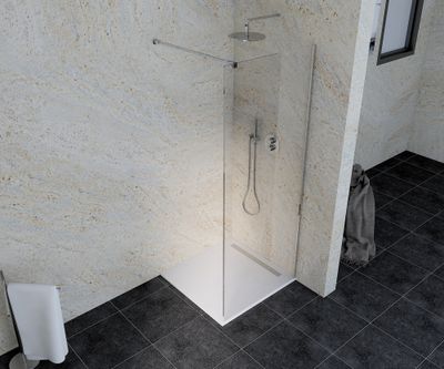 Paroi de douche à l'italienne 90x195 cm profilé chrome verre transparent 6 mm Serenity - OCEA