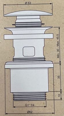 Bonde de lavabo clic-clac avec trop plein NF noire 75mm ROUSSEAU SANITAIRE