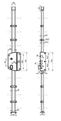 Serrure en applique 3 points Melissa à fouillot droite anthracite THIRARD