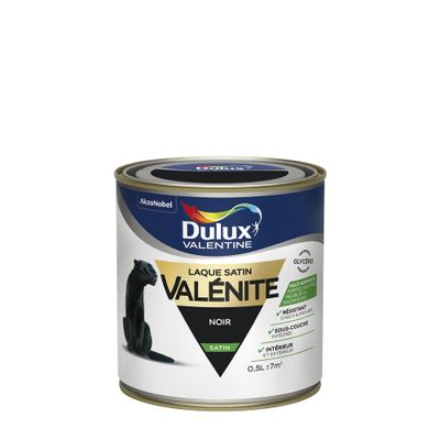 Peinture Laque Valénite Noir satin 0,5 L - DULUX VALENTINE
