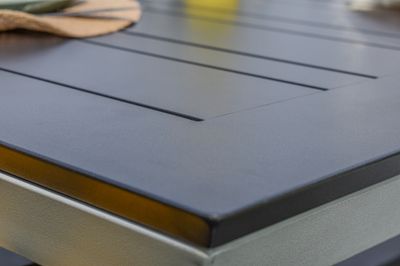 Table de jardin à rallonge PERCE-NEIGE aluminium gris/blanc 216/297x100 cm